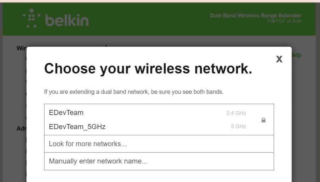Choose the wireless name on belkin router