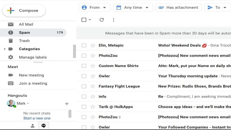 Trash mail in gmail