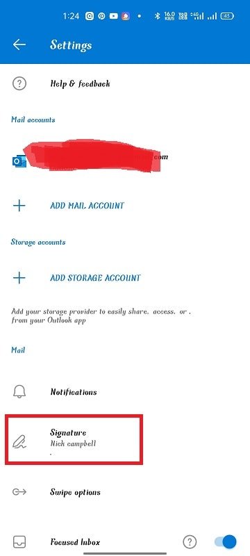 signature on android , change outlook email signature